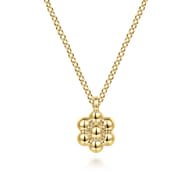 14K Yellow Gold Bujukan Flower Pendant Necklace