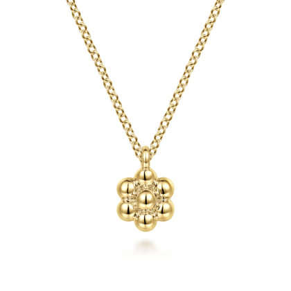 14K Yellow Gold Bujukan Flower Pendant Necklace