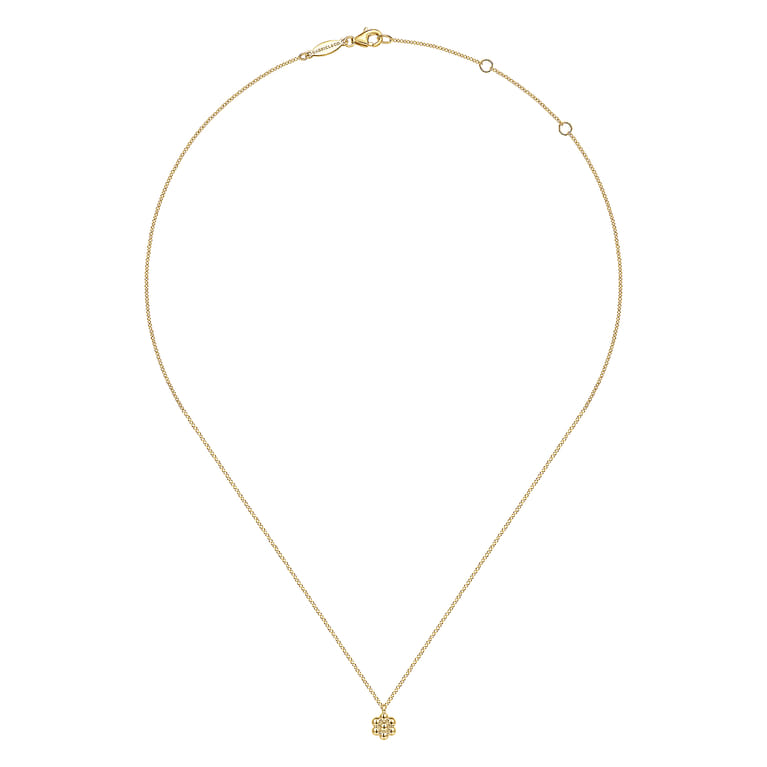 14K Yellow Gold Bujukan Flower Pendant Necklace - Shot 2