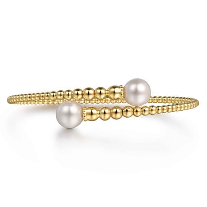 14K Yellow Gold Bujukan Fresh Water Pearl Bangle