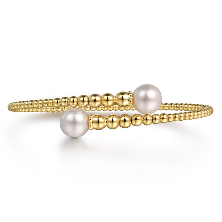 14K Yellow Gold Bujukan Fresh Water Pearl Bangle - Shot 1