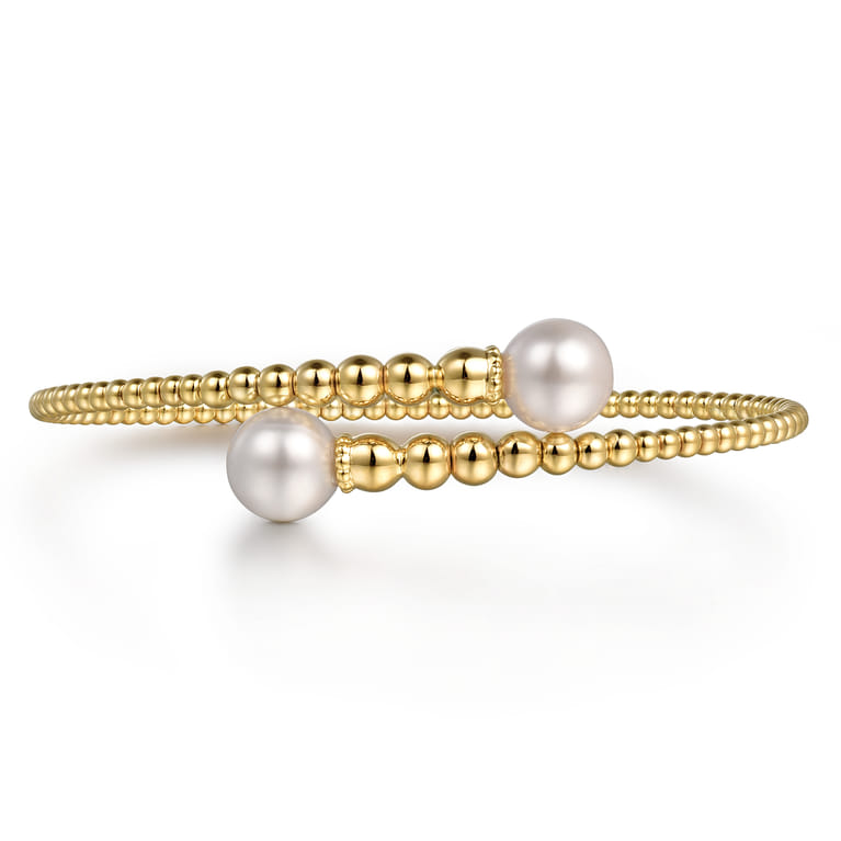 14K Yellow Gold Bujukan Fresh Water Pearl Bangle - Shot 1