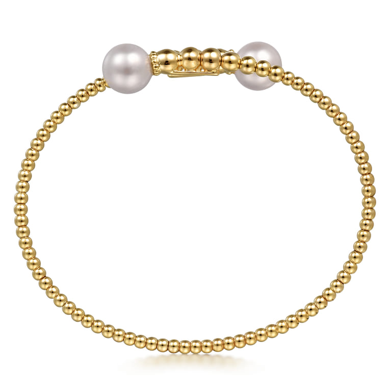 14K Yellow Gold Bujukan Fresh Water Pearl Bangle - Shot 3