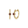14K Yellow Gold Bujukan Garnet 15mm Huggie Earrings