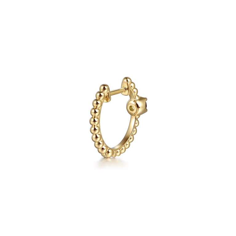 14K Yellow Gold Bujukan Garnet 15mm Huggie Earrings - Shot 2