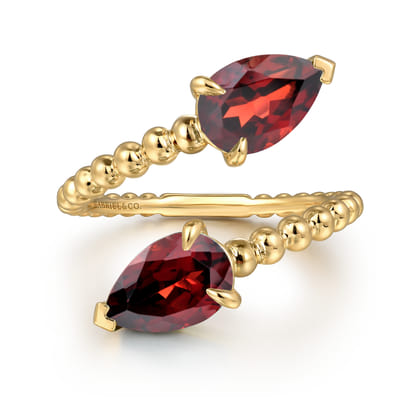 14K Yellow Gold Bujukan Garnet Bypass Ladies Ring
