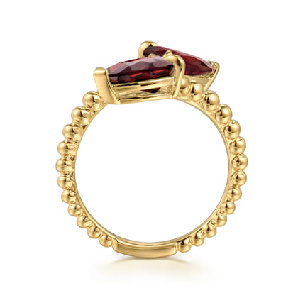 14K Yellow Gold Bujukan Garnet Bypass Ladies Ring