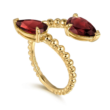 14K Yellow Gold Bujukan Garnet Bypass Ladies Ring