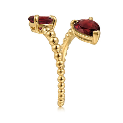 14K Yellow Gold Bujukan Garnet Bypass Ladies Ring