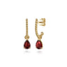 14K Yellow Gold Bujukan Garnet J Hoop Earrings