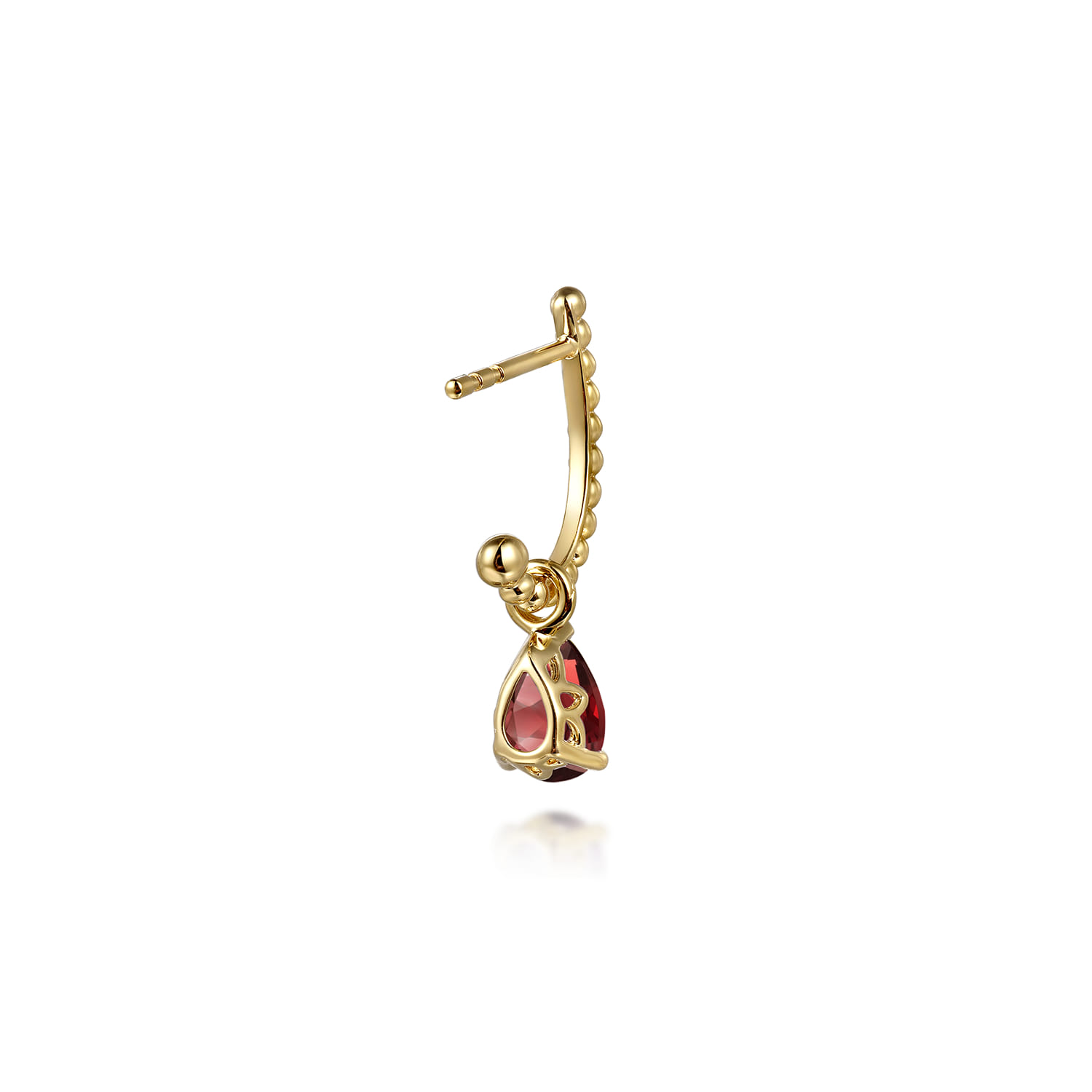 14K Yellow Gold Bujukan Garnet J Hoop Earrings - Shot 2