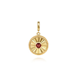 14K Yellow Gold Bujukan Garnet Medallion Pendant With Detachable Bail