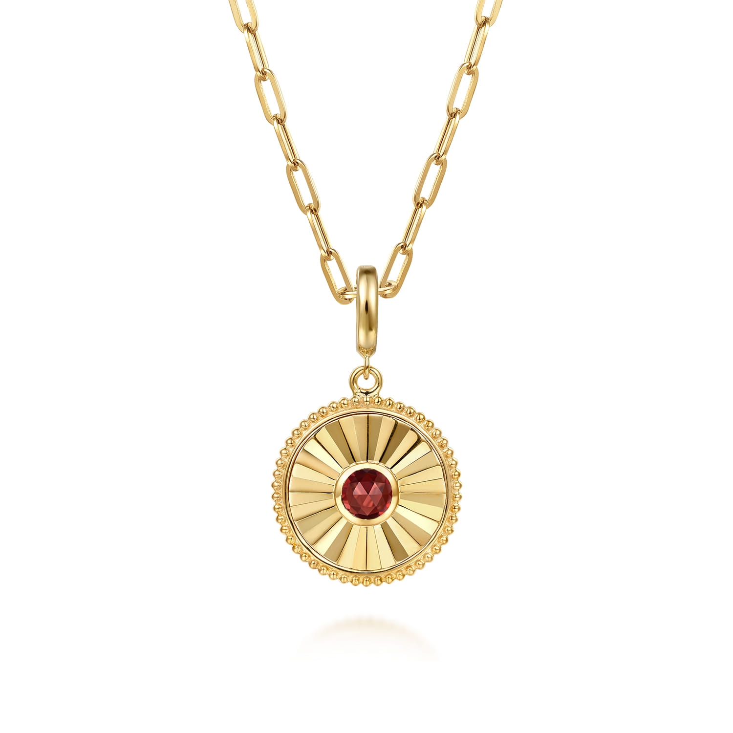 14K Yellow Gold Bujukan Garnet Medallion Pendant With Detachable Bail - Shot 3