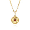 14K Yellow Gold Bujukan Garnet Medallion Pendant With Detachable Bail