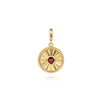 14K Yellow Gold Bujukan Garnet Medallion Pendant with Detachable Bail