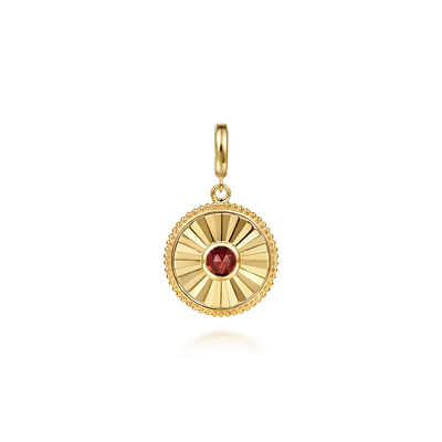 14K Yellow Gold Bujukan Garnet Medallion Pendant
