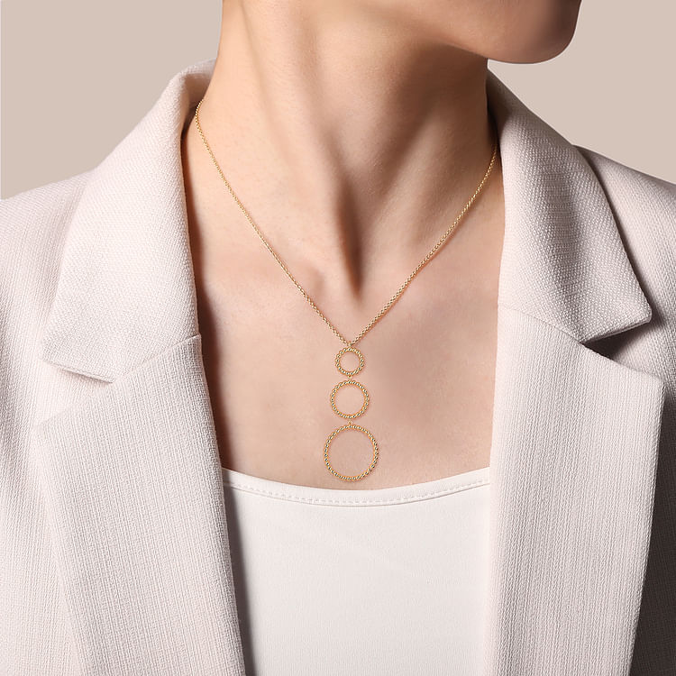 14K Yellow Gold Bujukan Graduating Circles Necklace