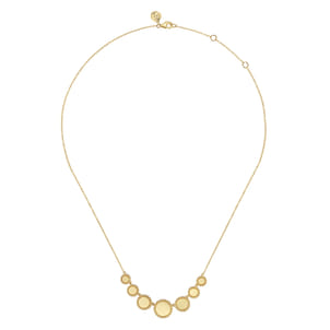 14K Yellow Gold Bujukan Graduating Round Laser Disk Element Necklace