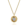 14K Yellow Gold Bujukan Heart Pendant Necklace with Diamonds - 0.05 ct