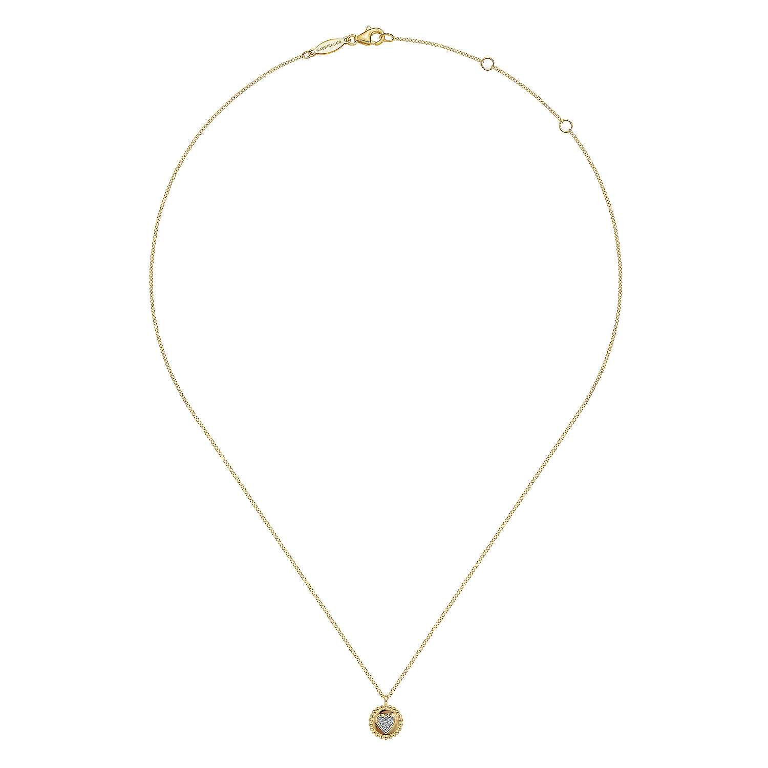 14K Yellow Gold Bujukan Heart Pendant Necklace with Diamonds - 0.05 ct - Shot 2