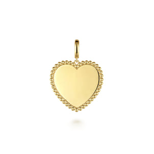 14K Yellow Gold Bujukan Heart Personalized Medallion Pendant With Detachable Bail