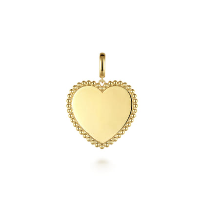 14K Yellow Gold Bujukan Heart Personalized Medallion Pendant With Detachable Bail