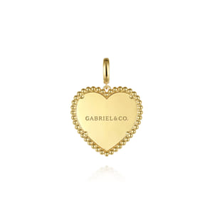 14K Yellow Gold Bujukan Heart Personalized Medallion Pendant With Detachable Bail