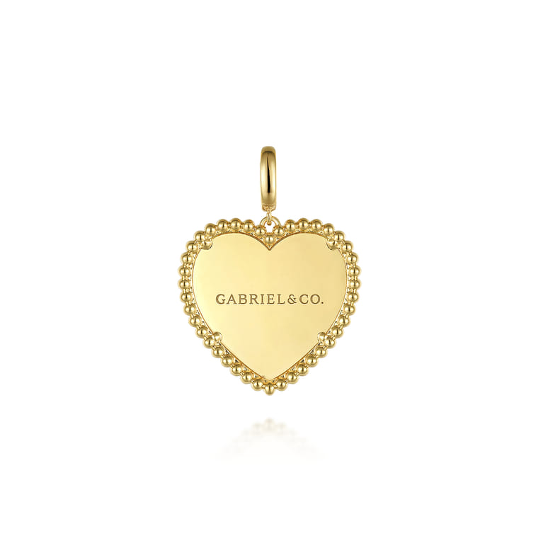 14K Yellow Gold Bujukan Heart Personalized Medallion Pendant With Detachable Bail - Shot 2