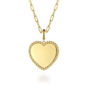 14K Yellow Gold Bujukan Heart Personalized Medallion Pendant With Detachable Bail