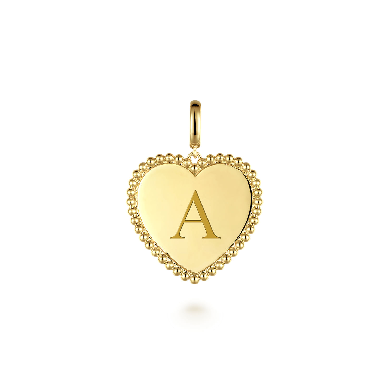 14K Yellow Gold Bujukan Heart Personalized Medallion Pendant With Detachable Bail