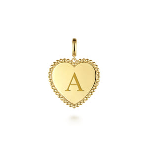 14K Yellow Gold Bujukan Heart Personalized Medallion Pendant With Detachable Bail
