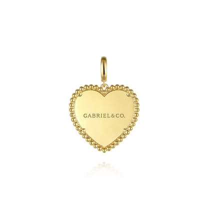 14K Yellow Gold Bujukan Heart Personalized Medallion Pendant with Detachable Bail