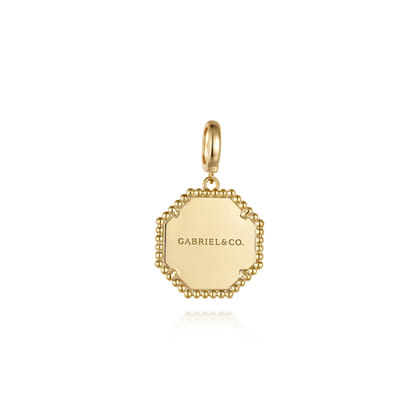 14K Yellow Gold Bujukan Hexagon Personalized Medallion Pendant With Detachable Bail