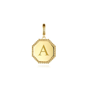 14K Yellow Gold Bujukan Hexagon Personalized Medallion Pendant With Detachable Bail