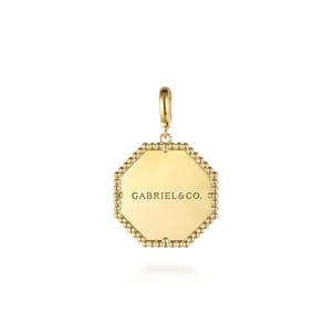14K Yellow Gold Bujukan Hexagon Personalized Medallion Pendant With Detachable Bail