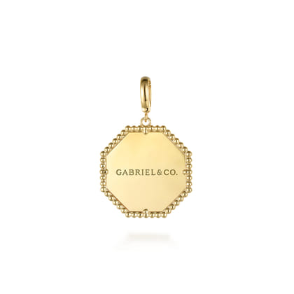 14K Yellow Gold Bujukan Hexagon Personalized Medallion Pendant With Detachable Bail