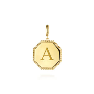 14K Yellow Gold Bujukan Hexagon Personalized Medallion Pendant With Detachable Bail