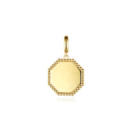 14K Yellow Gold Bujukan Hexagon Personalized Medallion Pendant with Detachable Bail