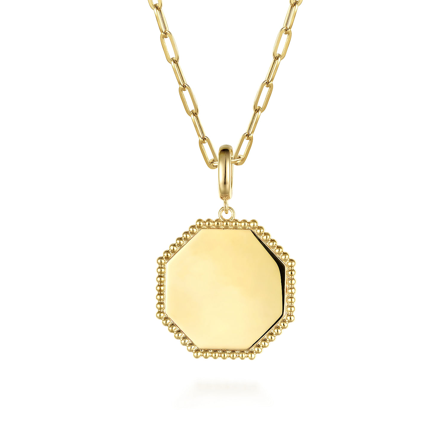 14K Yellow Gold Bujukan Hexagon Personalized Medallion Pendant - Shot 3