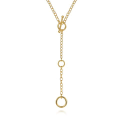 14K Yellow Gold Bujukan Hollow Tube Y-Knot Necklace