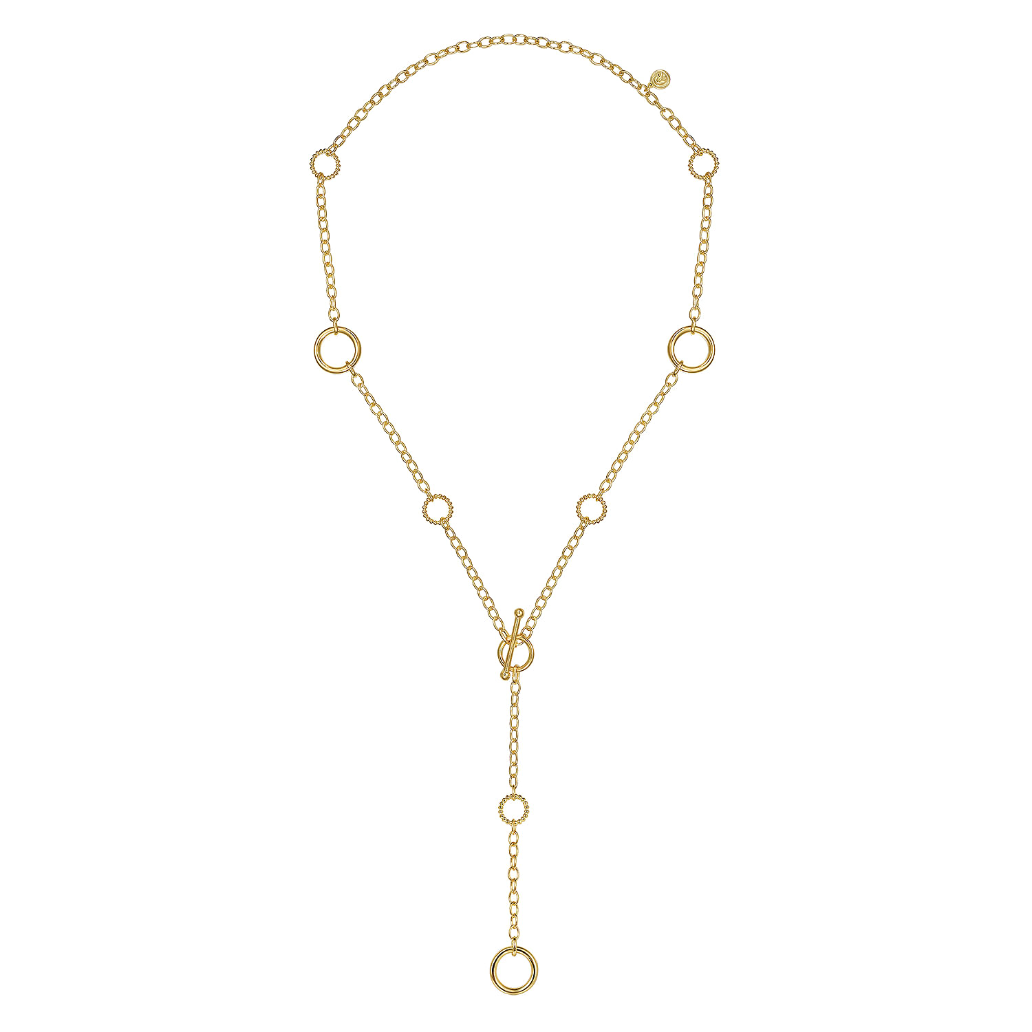 14K Yellow Gold Bujukan Hollow Tube Y-Knot Necklace