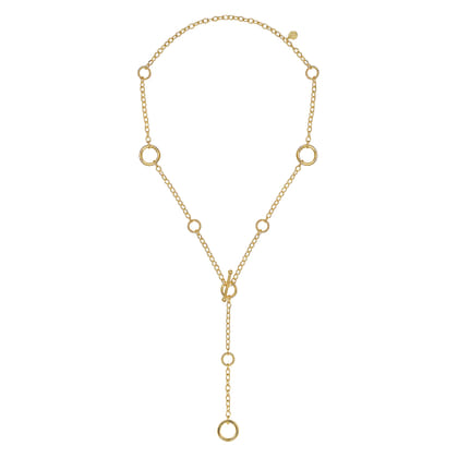14K Yellow Gold Bujukan Hollow Tube Y-Knot Necklace