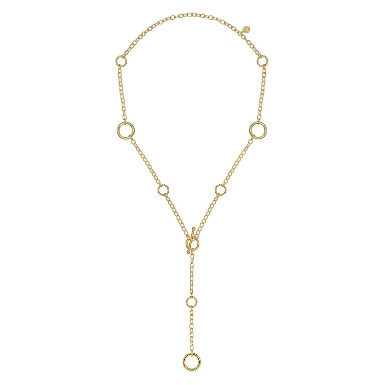 14K Yellow Gold Bujukan Hollow Tube Y-Knot Necklace - Shot 2