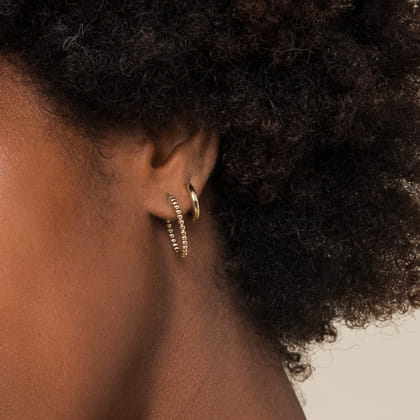14K Yellow Gold Bujukan Hoop and Ear Cuffs
