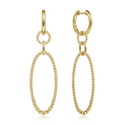 14K Yellow Gold Bujukan Huggie Drop Earrings