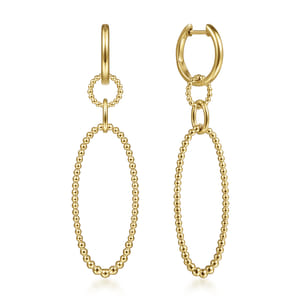14K Yellow Gold Bujukan Huggie Drop Earrings