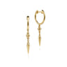 14K Yellow Gold Bujukan Huggie Drop Spike Earrings