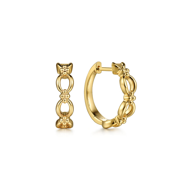 14K Yellow Gold Bujukan Huggie Earrings - Shot 1