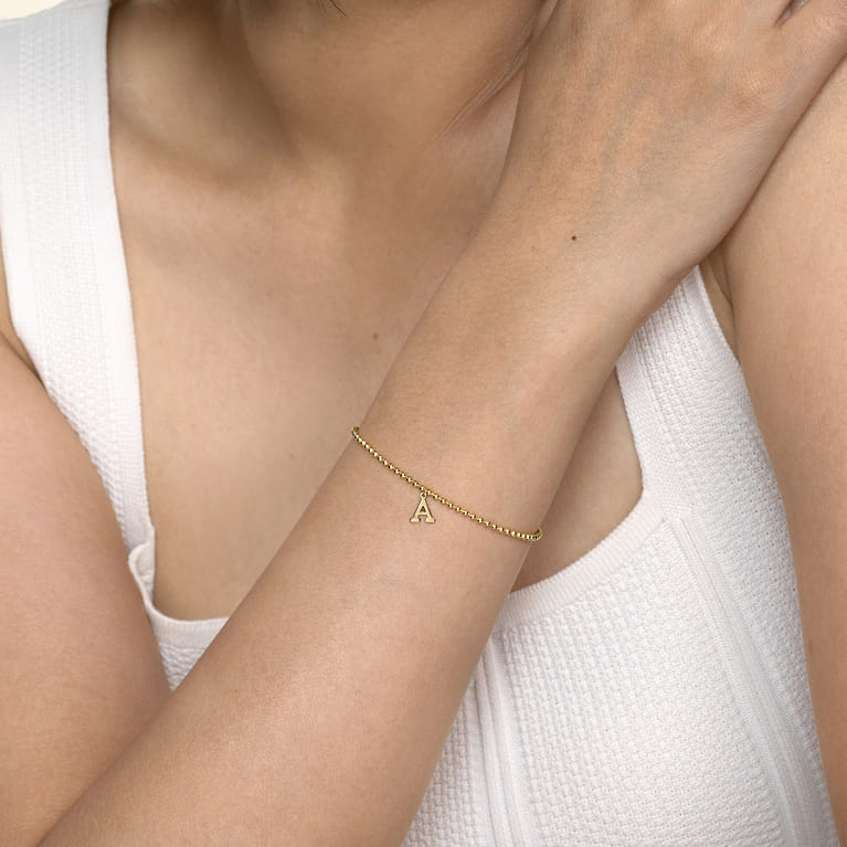 14K Yellow Gold Bujukan Initial A Bracelet - Shot 3