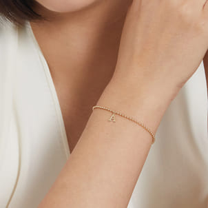 14K Yellow Gold Bujukan Initial A Bracelet